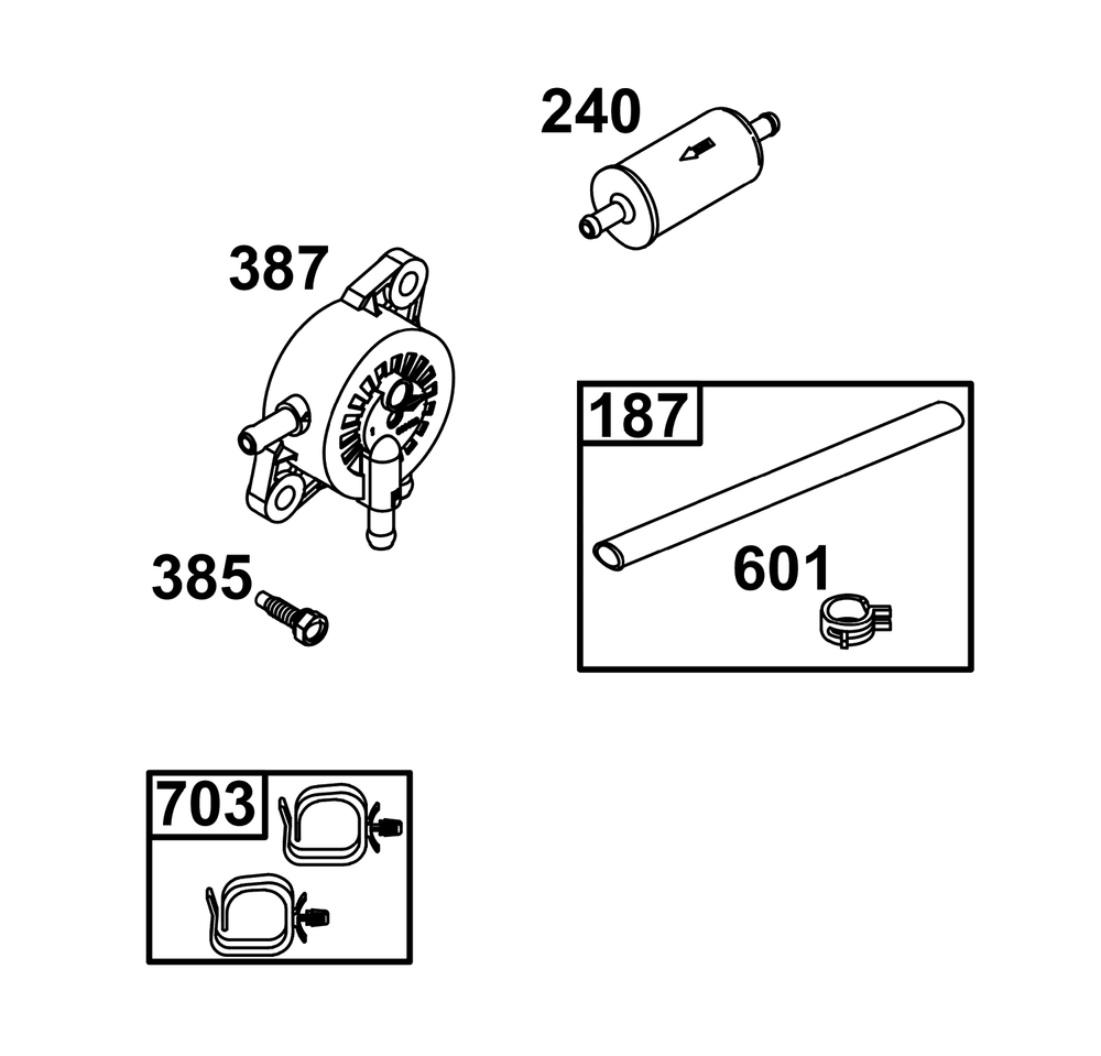 Fuel Supply Group Diagram and Parts List for 49J677-0011-G1  Briggs and Stratton Engine